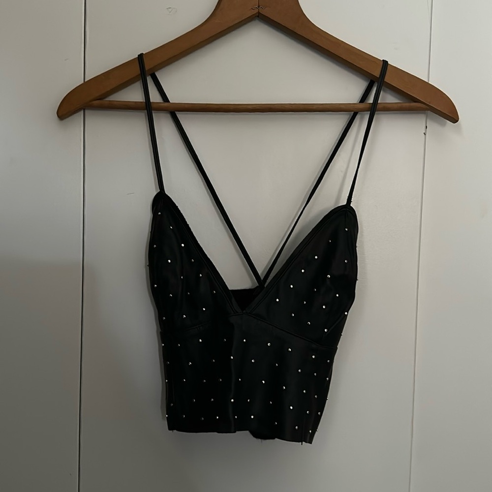 Zara Faux Leather Studded Tank